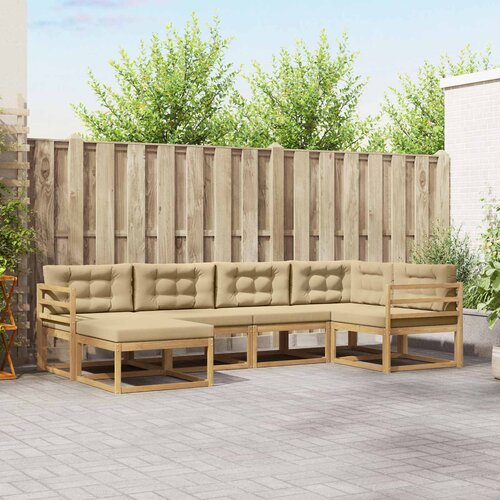  Set vanjskih sofa s jastukom 5 pcs Bijela i bež Poliester Cene