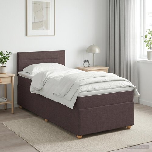  Boxspring krevet s madracem Tamno smeđa 90 x 200 cm Tkanina 90 x 200 x 100.5 cm Slike