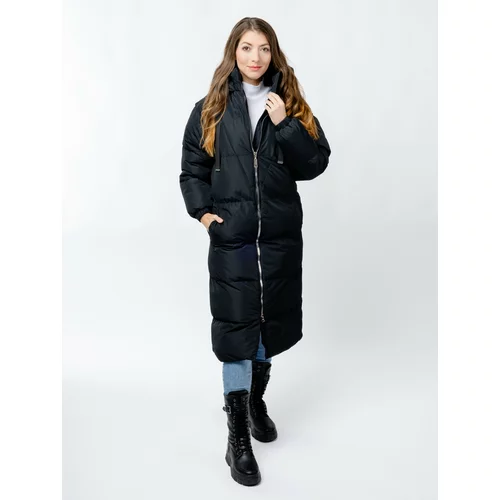 Glano Women's Long Quilted Jacket - Black