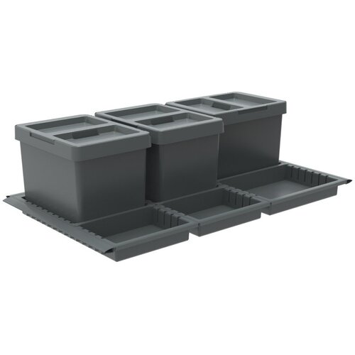 Elletipi Siva plastična kanta za smeće 3x12 l za odvojeni otpad/ugradbena Metropolis Flip-up &amp;ndash; Slike