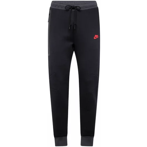 Nike Sportswear Hlače 'TECH FLEECE' siva / crvena / crna