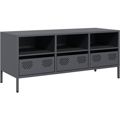 Maison Chic TV omarica - TV stojalo - Televizijska omarica antracitna 101,5x39x43,5 cm hladno valjano jeklo, (21698936) Slike