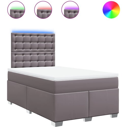 VidaXL Box spring postelja z vzmetnico siva 120x200 cm umetno usnje, (21305930) Slike