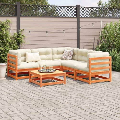 VidaXL 6-dijelni set vrtnih sofa s jastucima vo&amp;scaron;tano smeđi od borovine Slike