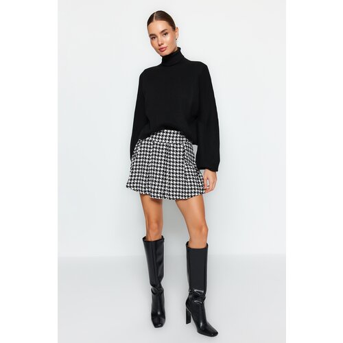 Trendyol Black Crowbar Pattern Woven Short Skirt Slike