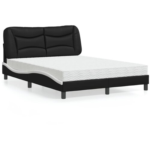 VidaXL Krevet s madracem crno-bijeli 140 x 200 cm od umjetne kože Slike