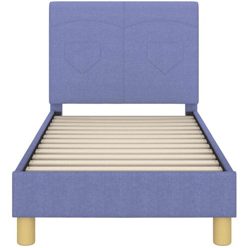  Okvir kreveta za malu djecu s naslonom Traper plava 70 x 140 cm Slike