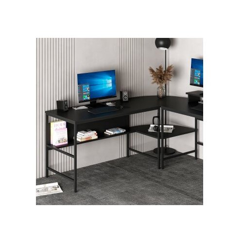 Hanah home Kutni radni stol Greta Matte-7042, Crna Slike