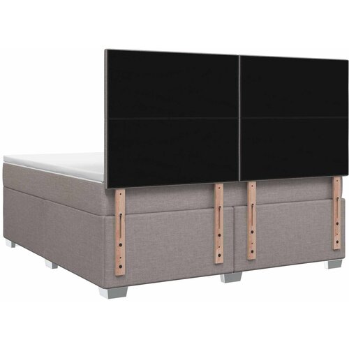 Boxspring krevet s madracem Sivosmeđa 160 x 200 cm Tkanina Smeđesiva 160 x 200 x 140.5 cm Slike