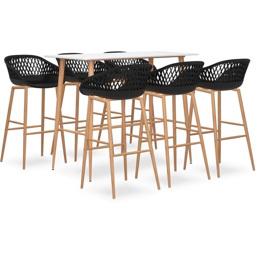 vidaXL Barska garnitura 7-delna bela in črna Cene