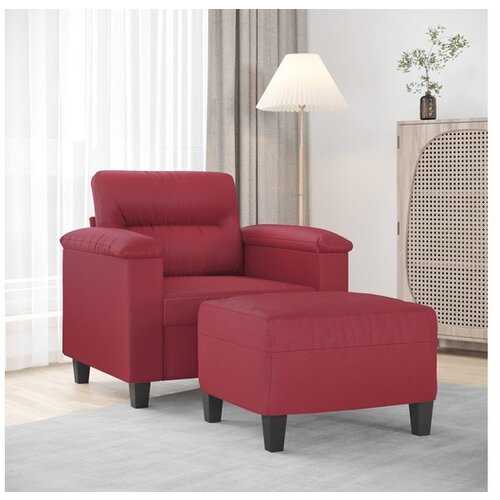 VidaXL Fotelja s tabureom crvena boja vina 60 cm od umjetne kože Slike