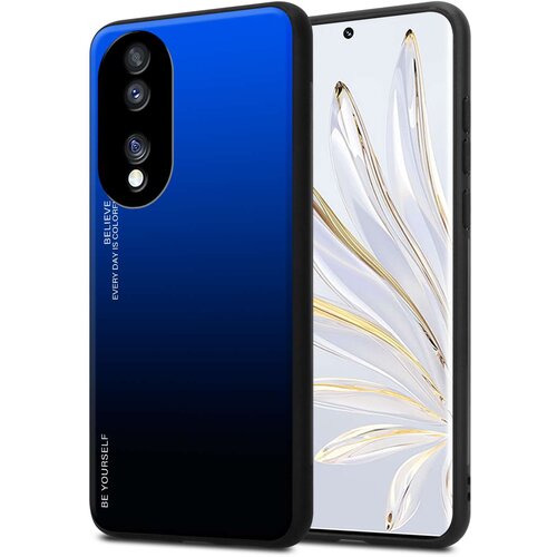 Cadorabo Ohi&scaron;je je združljivo z Honor 70 in modra - črna - Dvobarvni za&scaron;čitni pokrov iz silikona TPU in hrbtna stran iz kaljenega stekla, (20860238) Cene