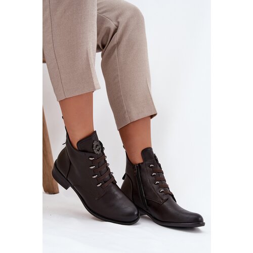 Boto Low Insulated Ankle Boots With Zipper And Decoration Brown Nevalia Cijene