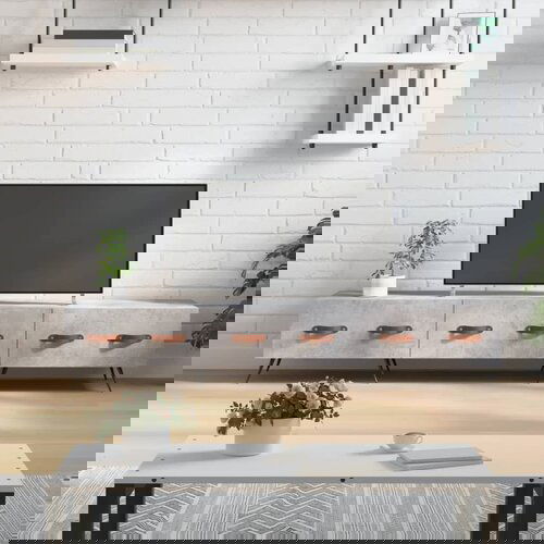 The Living Store TV omarica betonsko siva 150x36x30 cm inženirski les - TV Omarica, (21624965) Cene