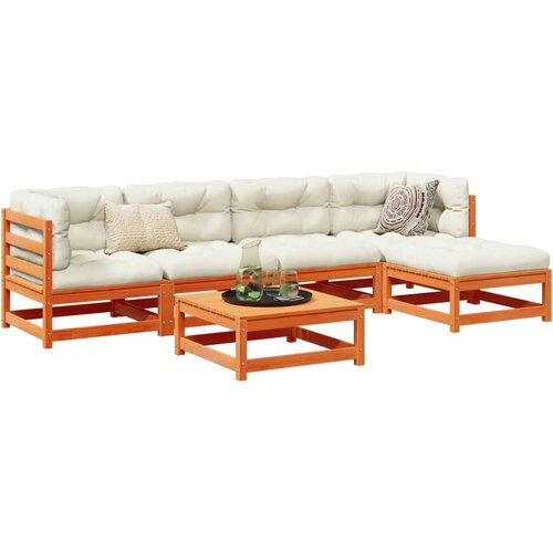 VidaXL 6-dijelni set vrtnih sofa s jastucima vo&amp;scaron;tano smeđi od borovine Slike