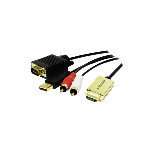 Logilink Adapter [1x Muški konektor HDMI - 1x Muški konektor VGA, Muški cinch konektor] Zlatna, Crna