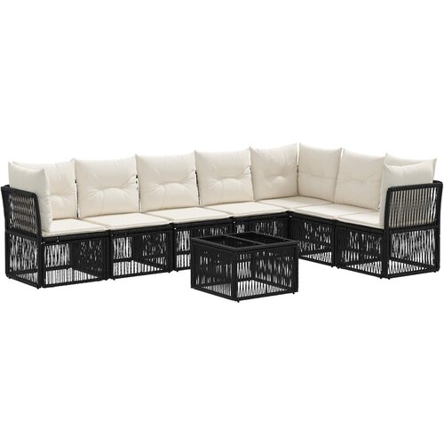 vidaXL Vrtna sedežna garnitura 8 pcs Črna poli ratan, (5000270242) Cene