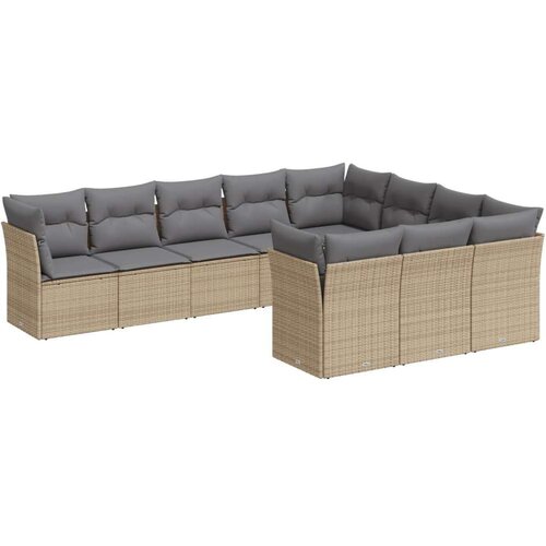 vidaXL 10-dijelni set vrtnih sofa s jastucima bež od poliratana Cene