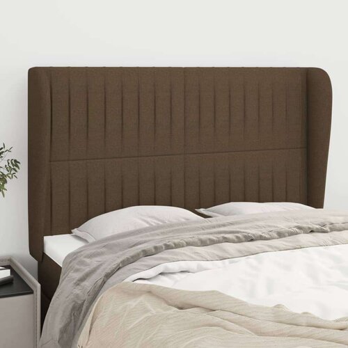  Vzglavje z u&amp;scaron;esi temno rjavo 147x23x118/128 cm blago, (20936008) Slike