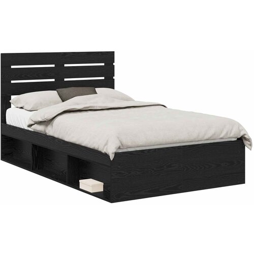 vidaXL konstrukcija postelje črna 120 x 200 cm masivno borovo les, (5000103332) Cene