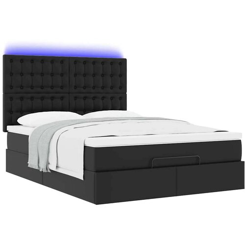 VidaXL otomanski okvir kreveta s madracem crni 140x200cm umjetna koža Slike