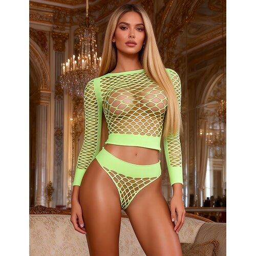 SuperLove Yolo Long Sleeve Fishnet Set 3534 Green L-XXL Cene