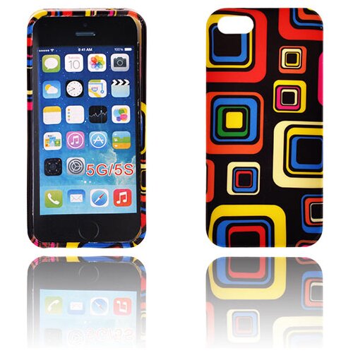  Gumijasti / gel etui Art za Apple iPhone SE / iPhone 5S / iPhone 5 - črni s pravokotniki Slike