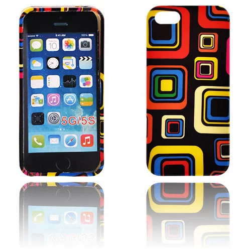  Gumijasti / gel etui Art za Apple iPhone SE / iPhone 5S / iPhone 5 - črni s pravokotniki