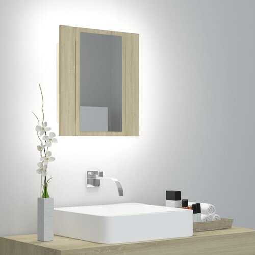 vidaXL LED kupaonski ormarić s ogledalom boja hrasta 40 x 12 x 45 cm Cijene