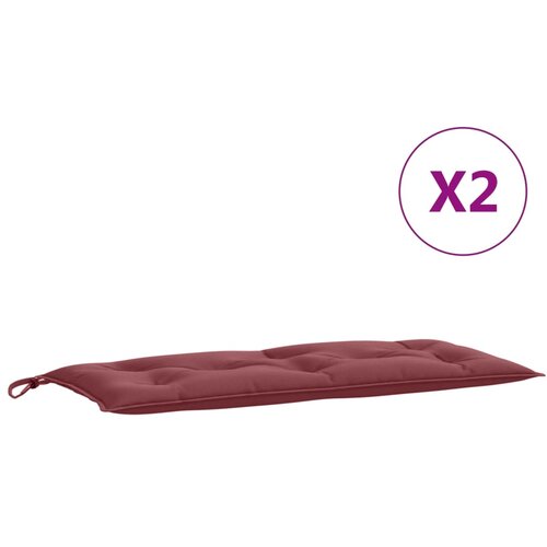  Jastuci za vrtnu klupu 2 kom Crvena vina 100x50x7 cm tkanina Slike