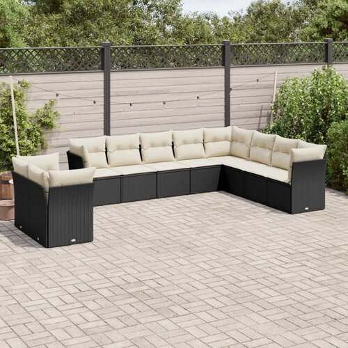  10-dijelni set vrtnih sofa s jastucima crni od poliratana Crna 62 x 62 x 69 cm Cene