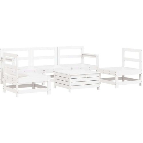  6-dijelni set vrtnih sofa bijeli od masivne borovine Slike