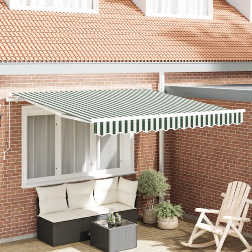 vidaXL Ručna povlačna tenda Zelena i bijela 300x250 cm Cijene