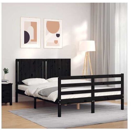  Posteljni okvir z vzglavjem črn 140x190 cm trles Slike