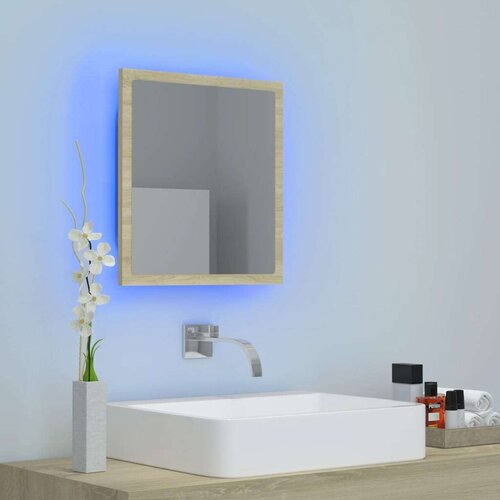 VidaXL lED kupaonsko ogledalo boja hrasta sonome 40 x 8,5 x 37 cm drvo Slike