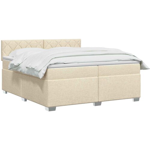  Boxspring krevet s madracem Krem 200 x 200 cm Tkanina Slike