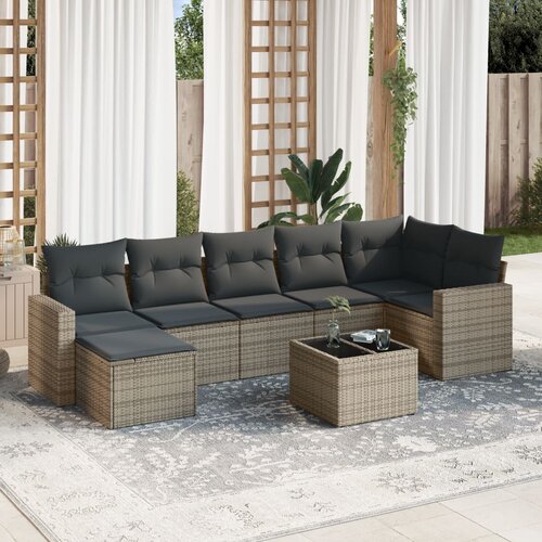 vidaXL 8-dijelni set vrtnih sofa od poliratana s jastucima sivi Cijene