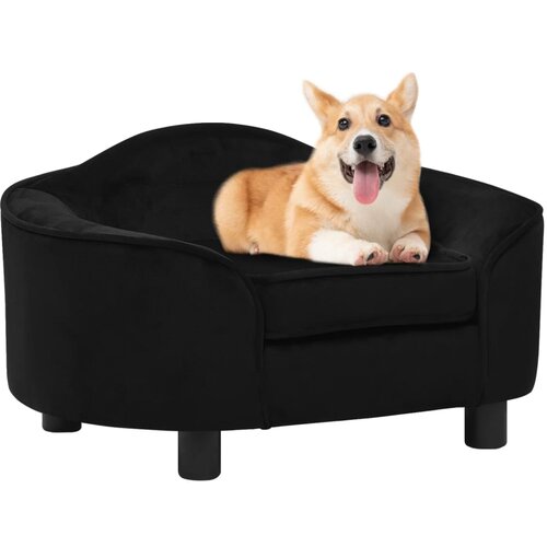 VidaXL Sofa za pse crna 67 x 47 x 36 cm pli&amp;scaron;ana Slike
