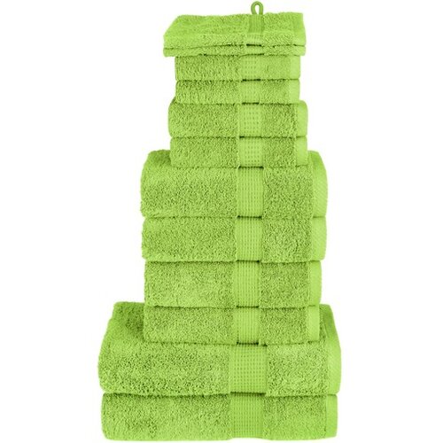 VidaXL Komplet brisač iz bombaža 12-delni SOLUND zelena 600 gsm Slike
