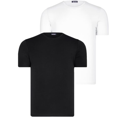 Dewberry DUAL SET T8569 BIKE COLLAR MENS T-SHIRT-DARK BLACK-WHITE Slike