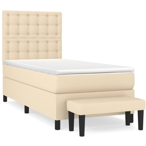  Okvir kreveta s oprugama i madrac krem 80x200 cm od tkanine Slike