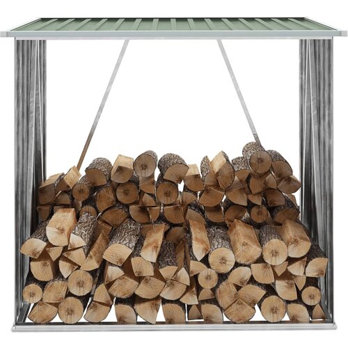 VidaXL Vrtna lopa za drva pocinkano jeklo 163x83x154 cm zelena Slike
