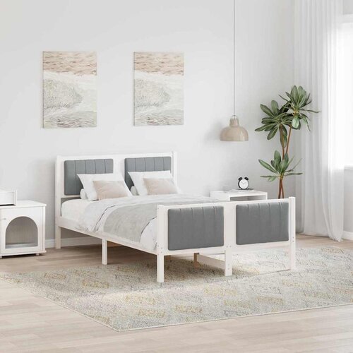  Okvir kreveta s uzglavljem Bijela i svijetlosiva 120 x 200 cm Cijene