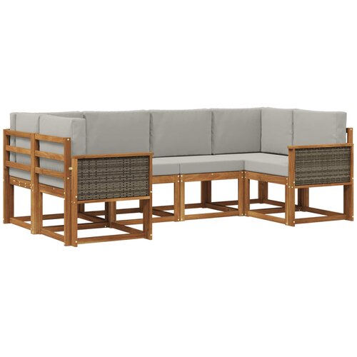 vidaXL Zunanja garnitura za sedenje 6 pcs Naravna in svetlo siva, (5000281034) Cene