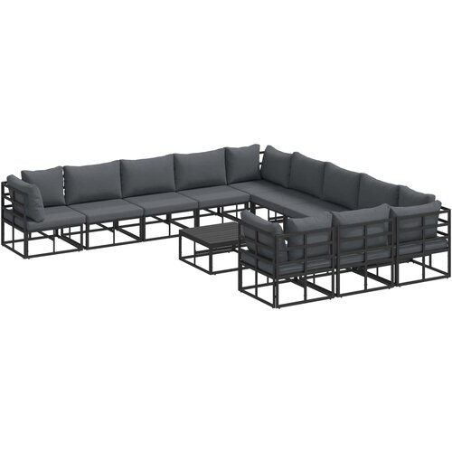vidaXL Vrtna sedežna garnitura z blazino 12 pcs Črna Aluminij, (5000154488) Cene