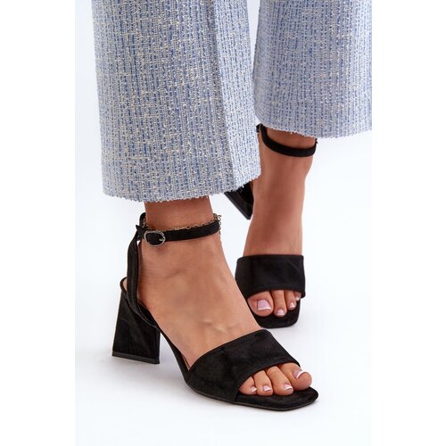 VINCEZA Women&amp;#039;s High Heel Sandals in Black Eco Suede Upttima Slike