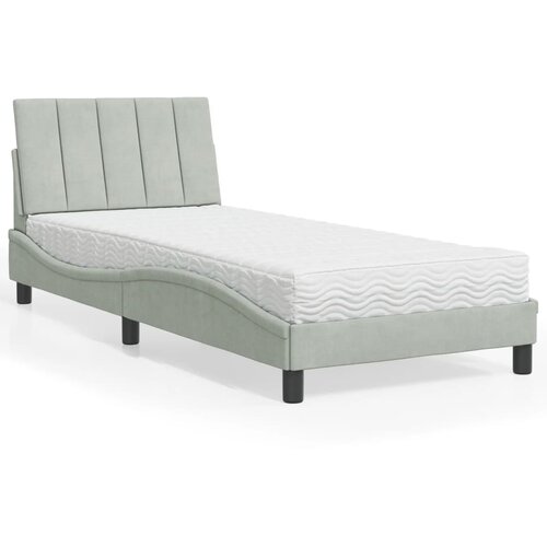 Krevet s madracem Hanko svjetlosivi 90x190 cm bar&amp;scaron;unasti Slike