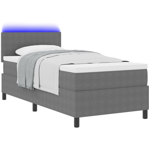 VidaXL vzmetnica s &amp;scaron;katlo z vzmetnico in LED lučko Siva 90x200 cm Velur tkanina Slike