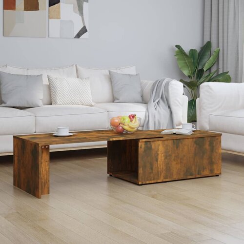 VidaXL Klubska mizica dimljeni hrast 150x50x35 cm inženirski les Slike