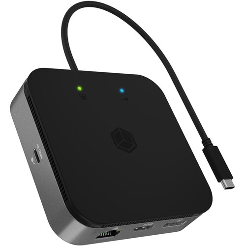 Icybox IB-DK408-C41 priključna postaja USB4 z dvojnim video izhodom 7v1, 60W PowerDelivery napajanje Slike